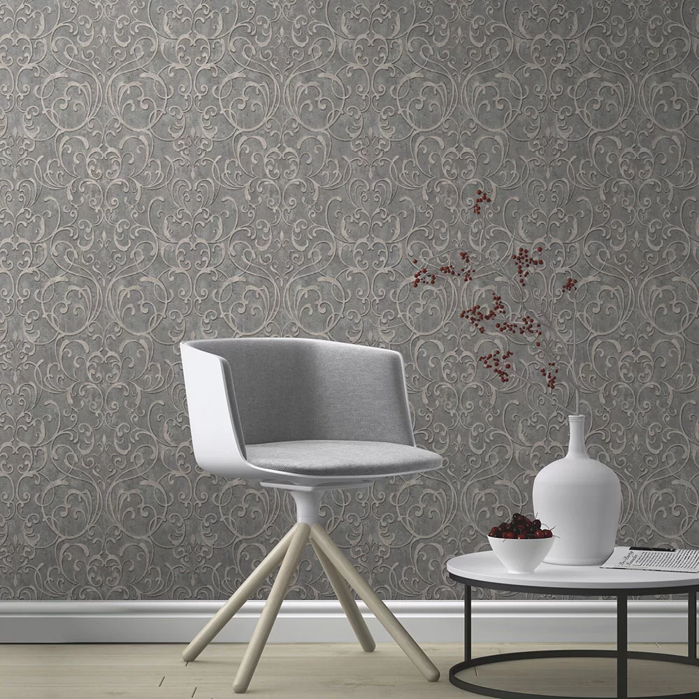 Ornamental Damask by Albany - Grey - Wallpaper : Wallpaper Direct