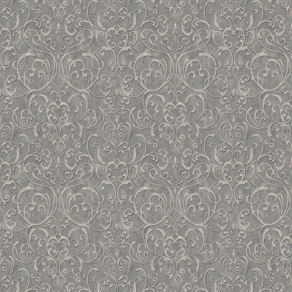 Ornamental Damask Wallpaper - Grey - by Albany