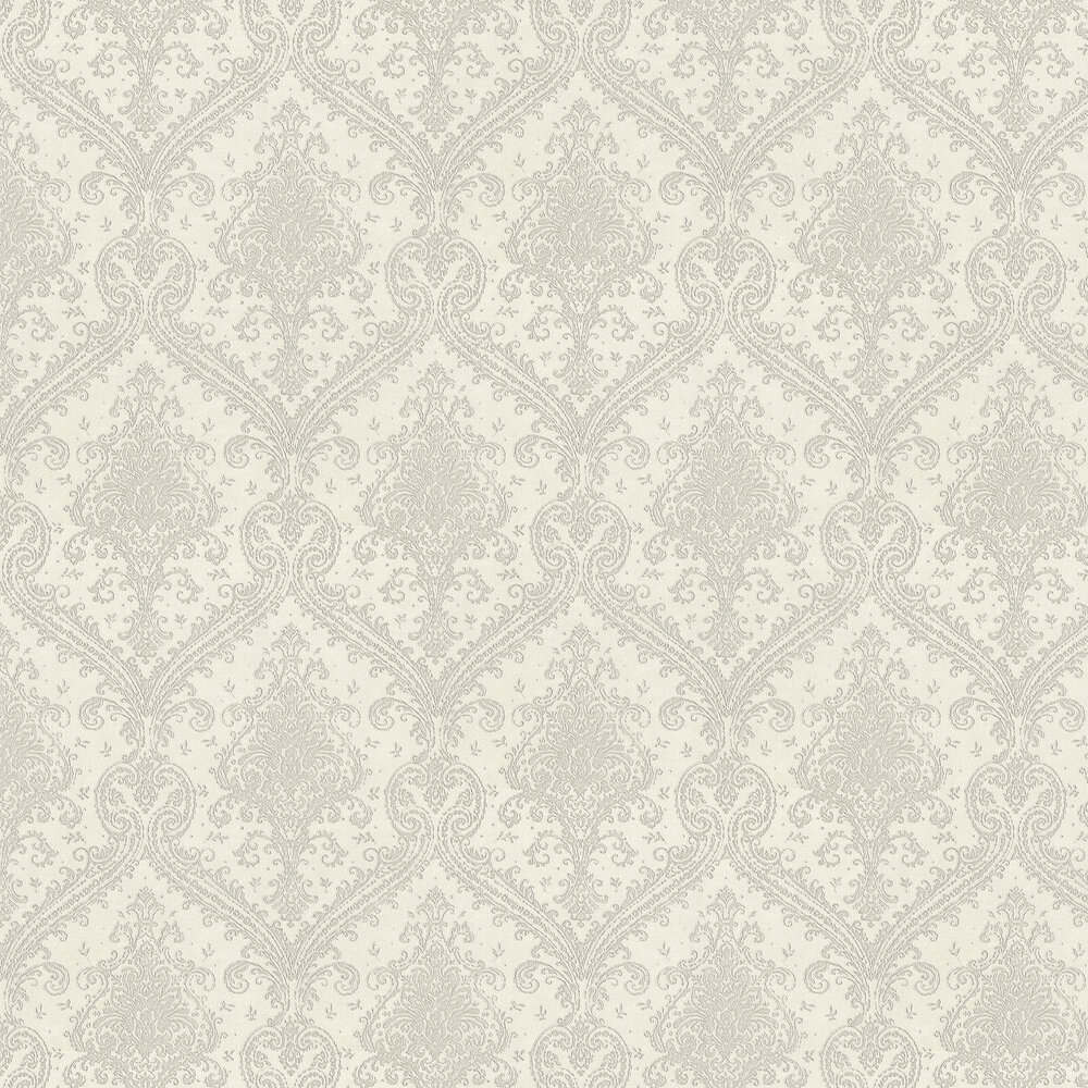 Shimmer Damask Wallpaper - Pale Grey / Silver - by Albany