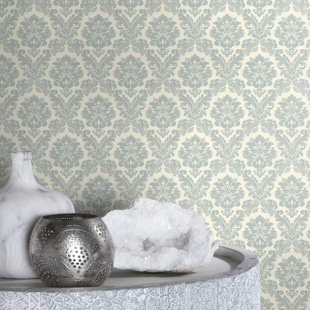 Damask Baroque by Albany - White / Grey - Wallpaper : Wallpaper Direct