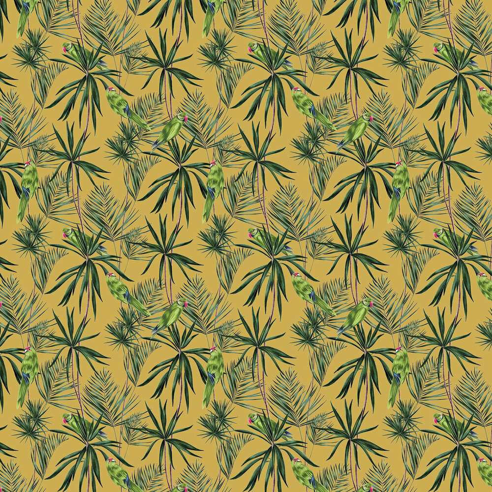 Paradise Wallpaper - Mustard - by Ohpopsi