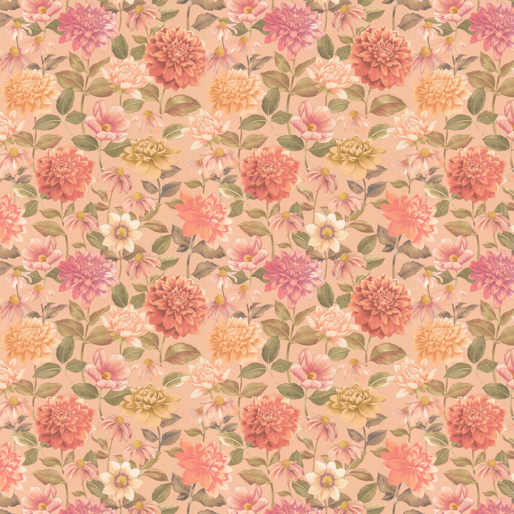 Dahlia  Wallpaper - Rose Nude - by Casadeco