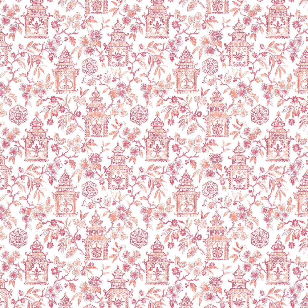 Helaine Wallpaper - Coral - by A Street Prints
