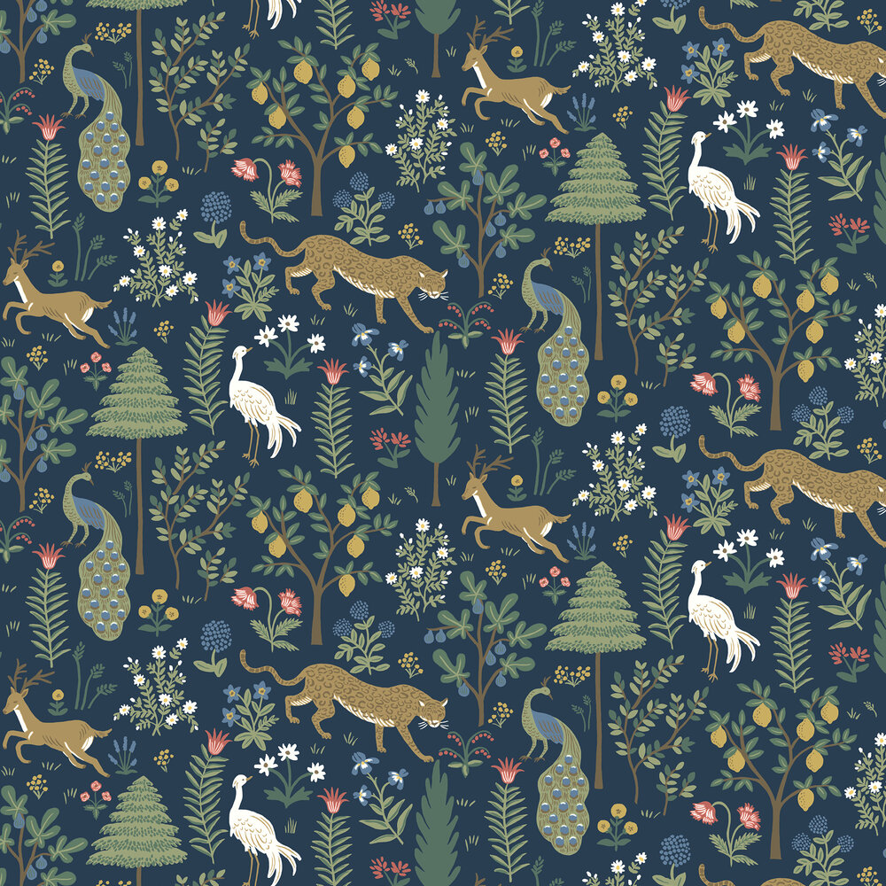 Menagerie Wallpaper - Blue - by Rifle Paper Co.