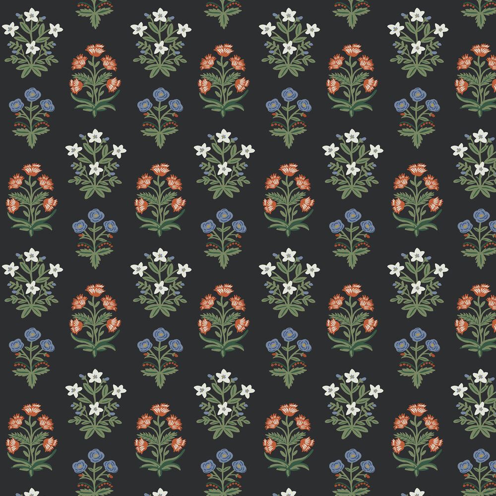 Mughal Rose Wallpaper - Black - by Rifle Paper Co.
