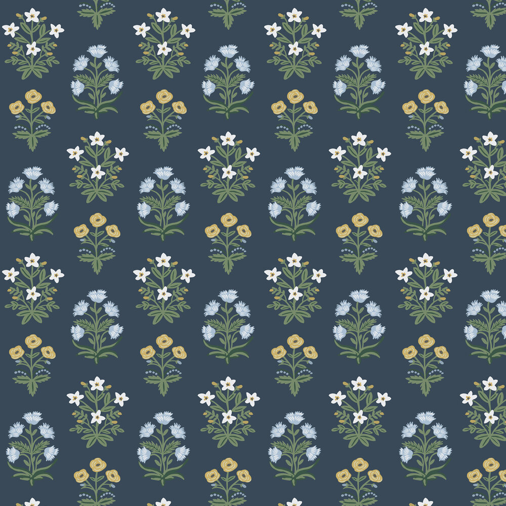 Mughal Rose Wallpaper - Navy - by Rifle Paper Co.