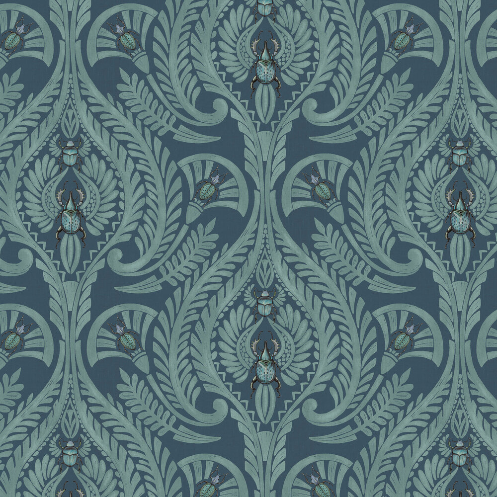 The Great Damask Wallpaper - Teal - by Brand McKenzie