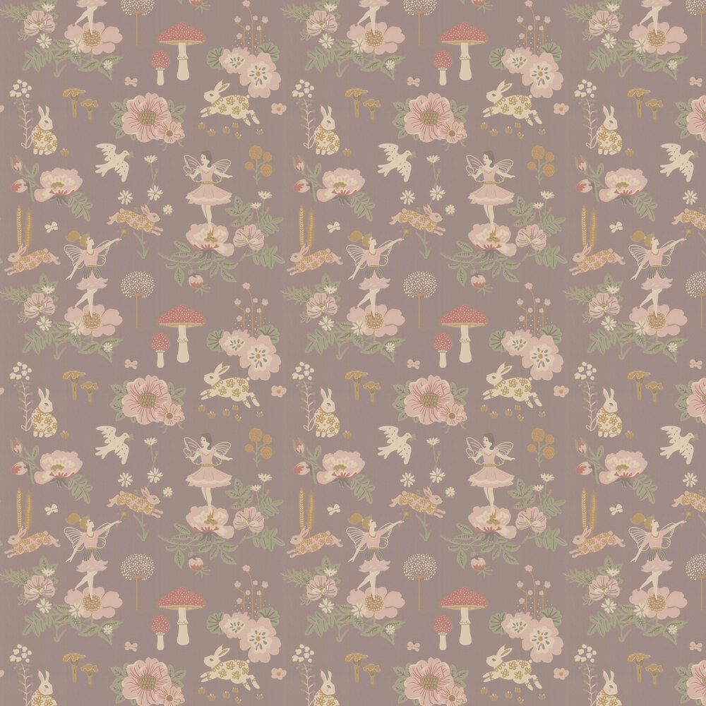 Old Garden Wallpaper - Plum - by Majvillan