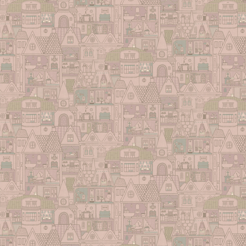 Dollhouse Wallpaper - Soft Lilac - by Majvillan