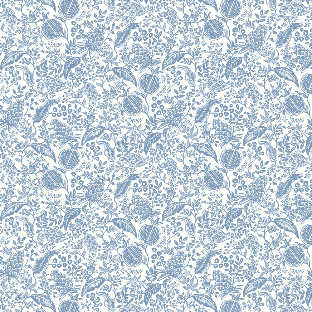 Pomegranate Wallpaper - White & Blue - by Rifle Paper Co.