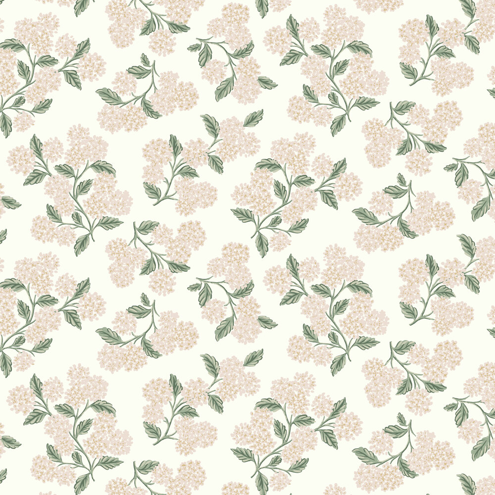 Hydrangea Wallpaper - White & Blush - by Rifle Paper Co.