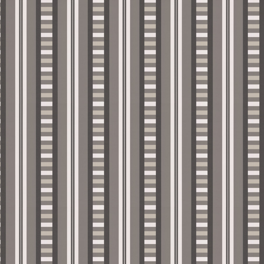 Sussex Stripe Wallpaper - Black / White / Taupe - by Timney Fowler