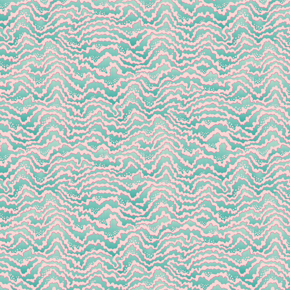 Contour Wallpaper - Bubble Gum & Mint - by Ohpopsi