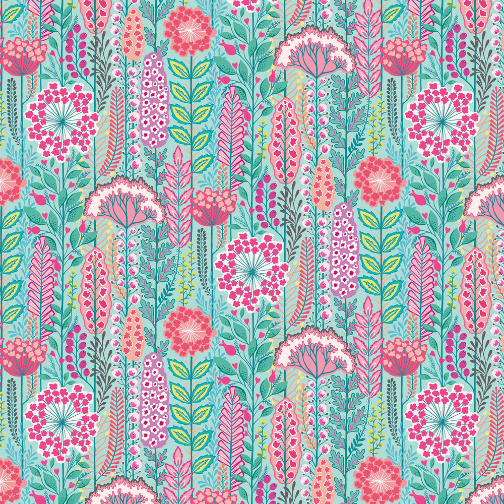 Seedheads Wallpaper - Raspberry Sky - by Ohpopsi
