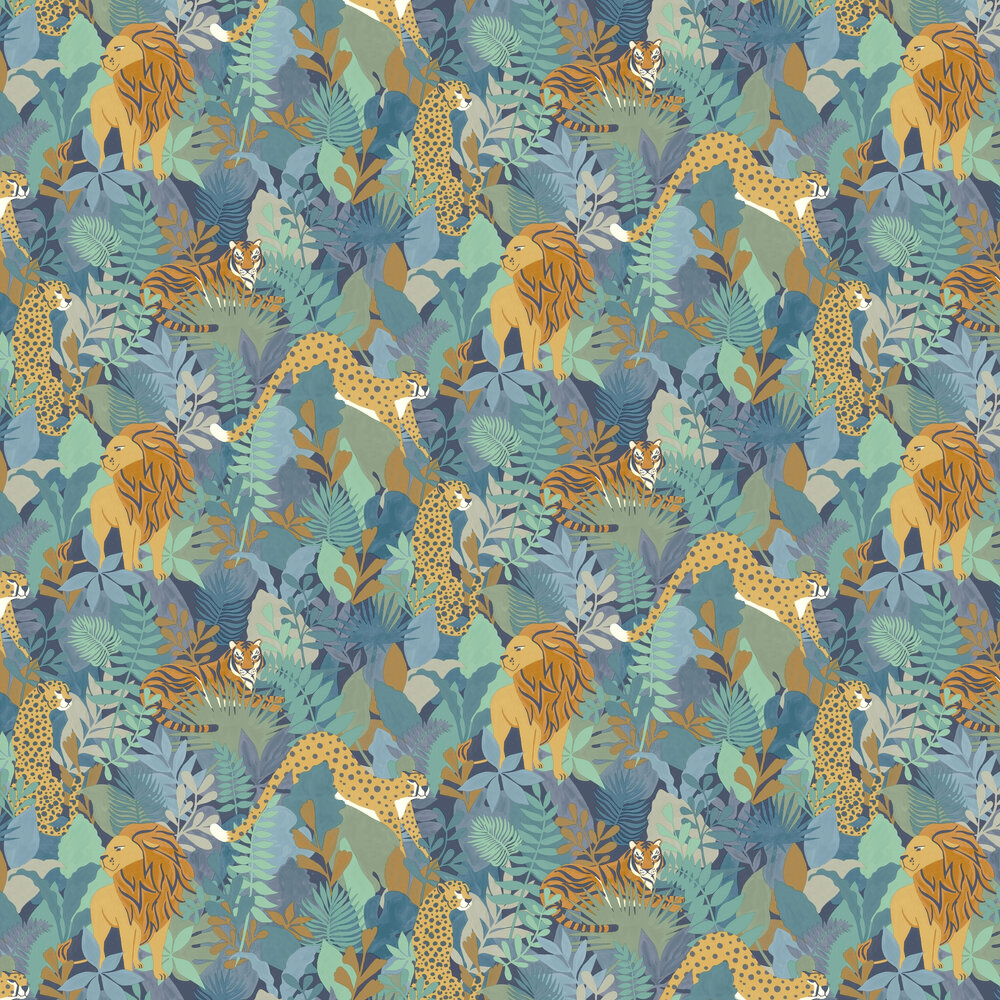 Animal Kingdom Wallpaper - Blue - by Albany