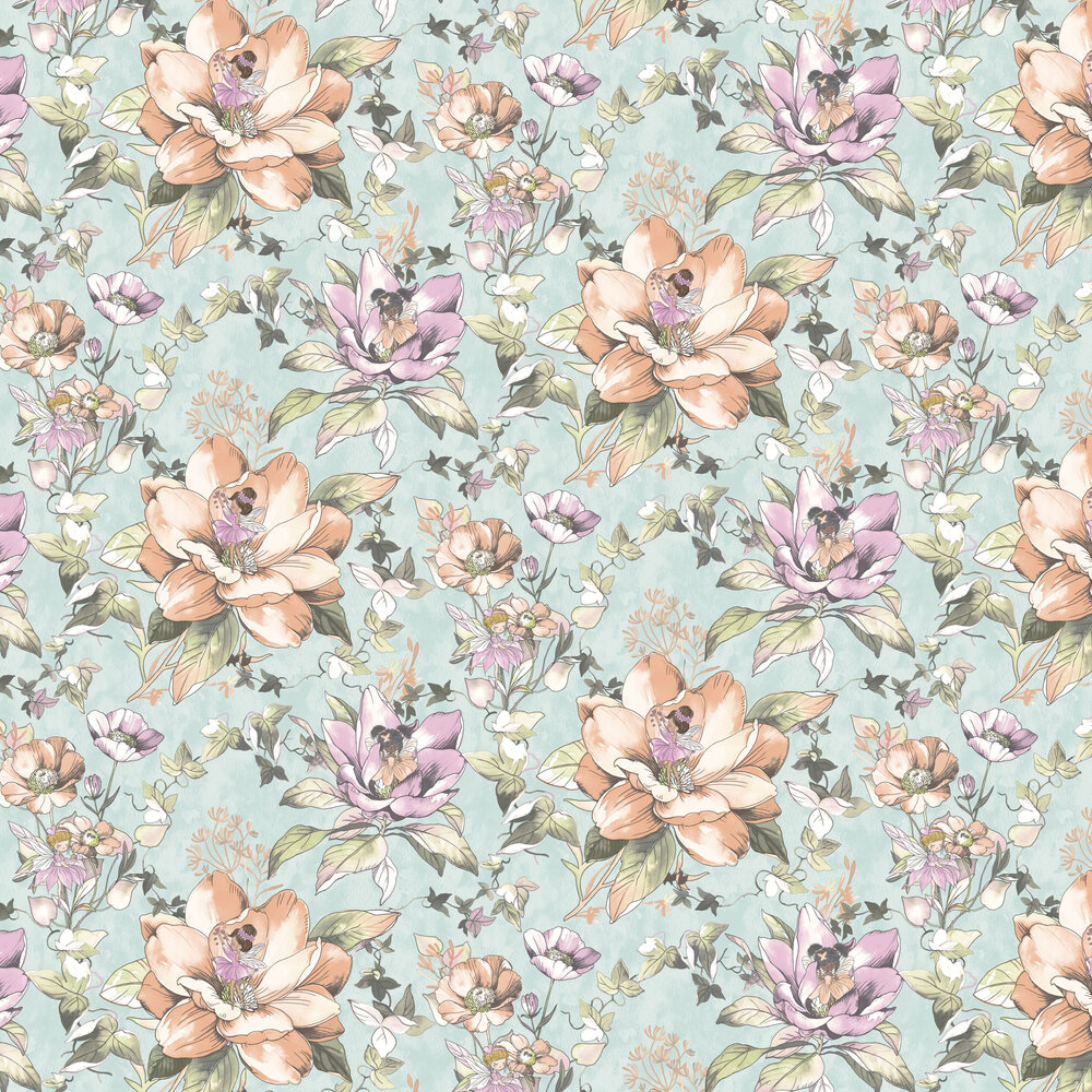 Floral Fairies Wallpaper - Teal - by Albany