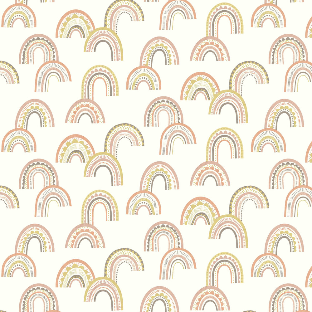 Boho Rainbow Wallpaper - Blush / Orange - by Albany