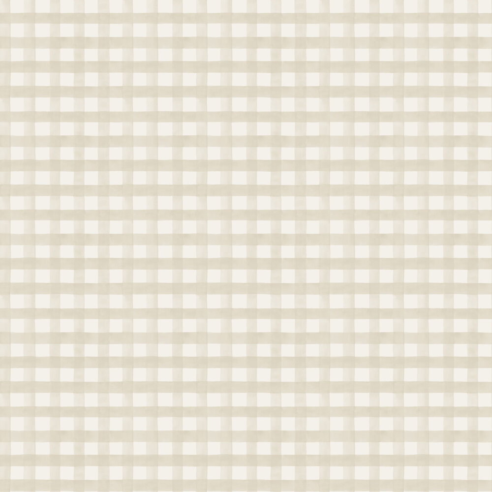 Watercolour Gingham Wallpaper - Beige - by Albany
