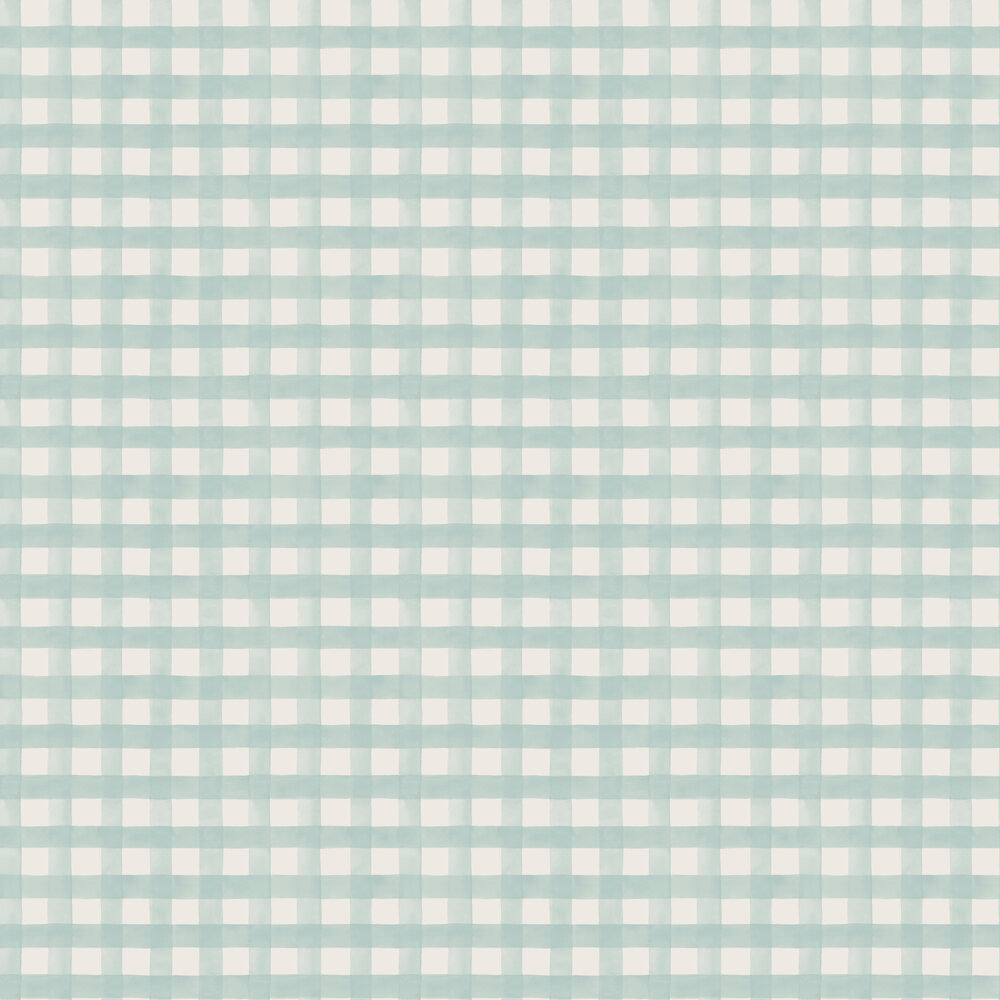 Watercolour Gingham Wallpaper - Soft Teal - by Albany