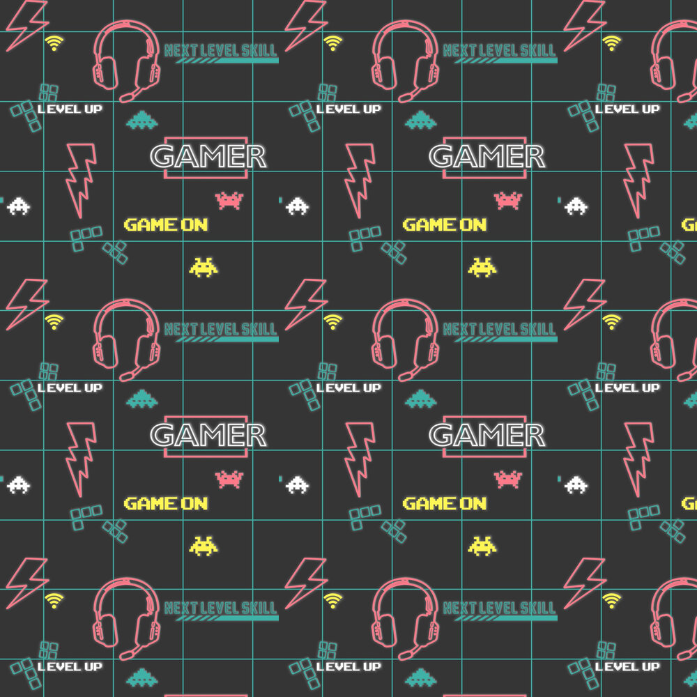 Gamer Wallpaper - Black / Neon Pink - by Albany
