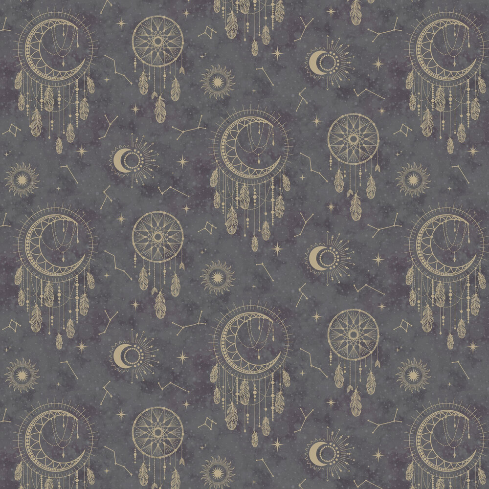 Dreamcatcher Wallpaper - Black / Gold - by Albany
