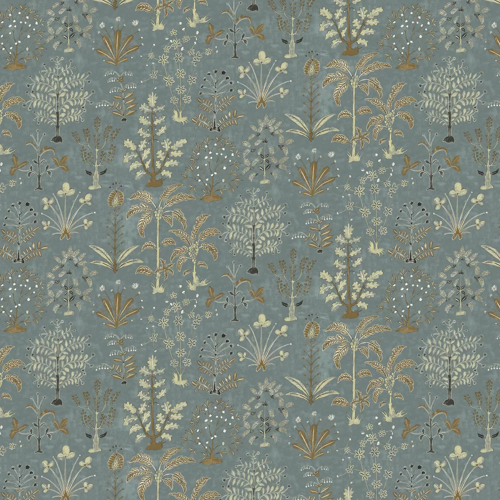 Cynthia by Josephine Munsey - Mid Blue and Olive - Wallpaper ...