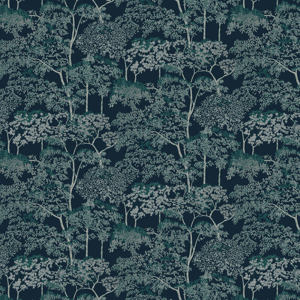 Idyll Tree Wallpaper - Navy - by Graham & Brown