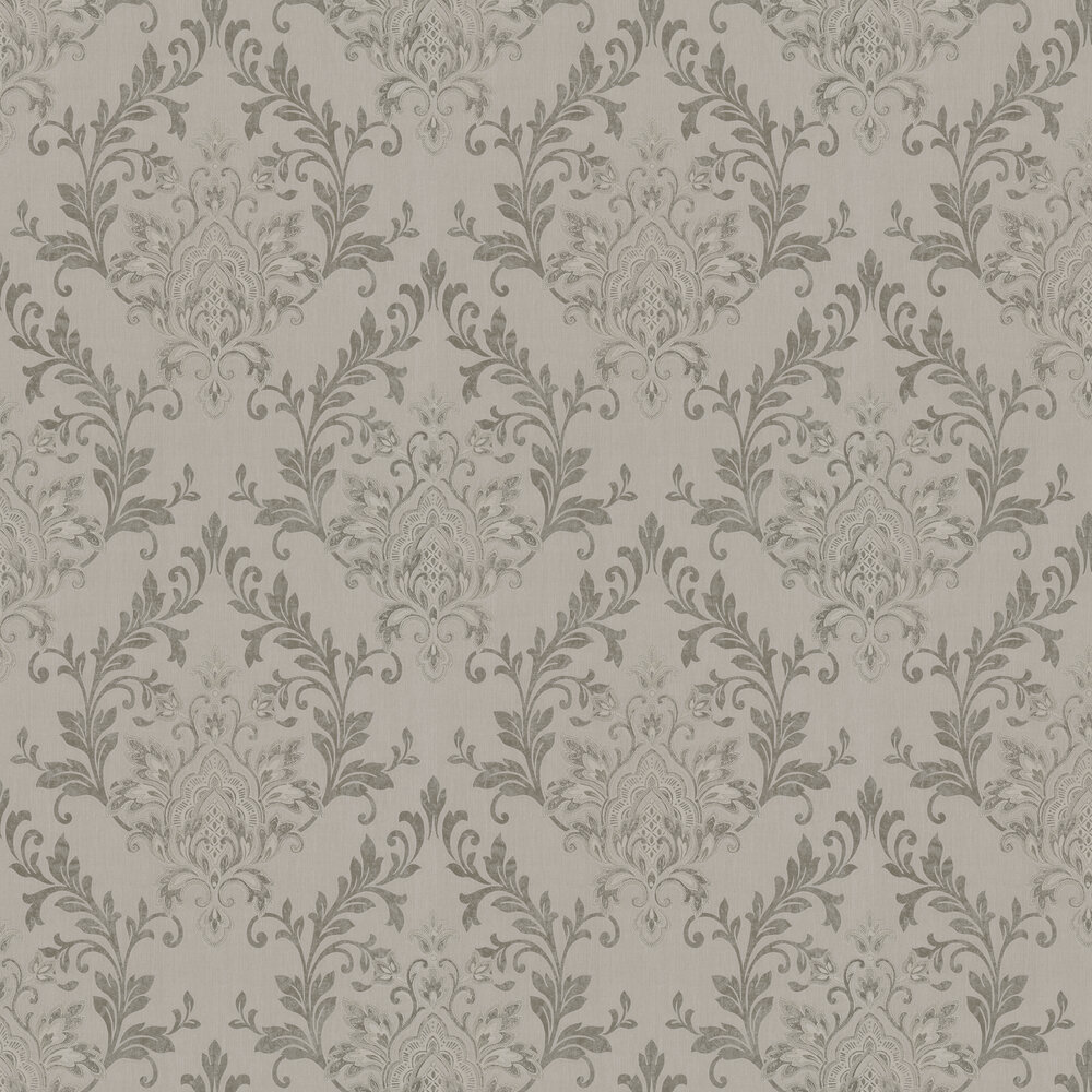 Serene Damask Wallpaper - Taupe - by Galerie