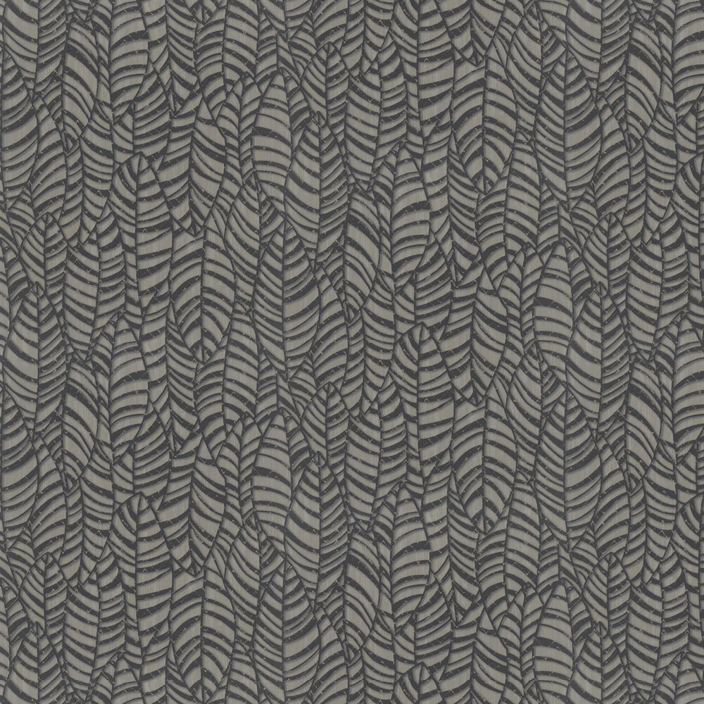 Serene Leaves Wallpaper - Black - by Galerie