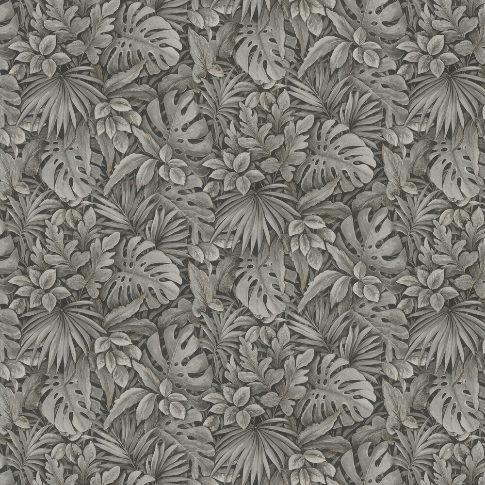 Tropical Leaves Wallpaper - Charcoal - by Galerie