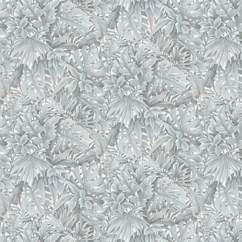 Tropical Leaves Wallpaper - Dusty Blue - by Galerie