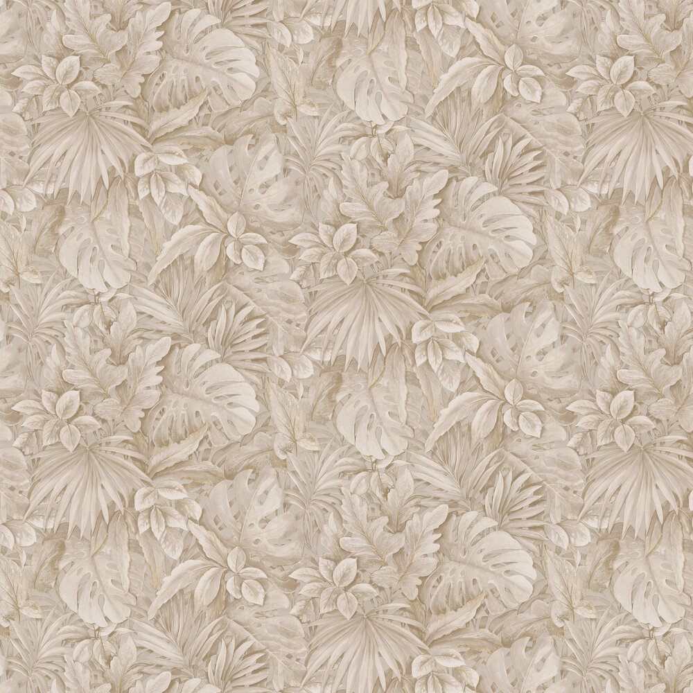 Tropical Leaves Wallpaper - Beige - by Galerie