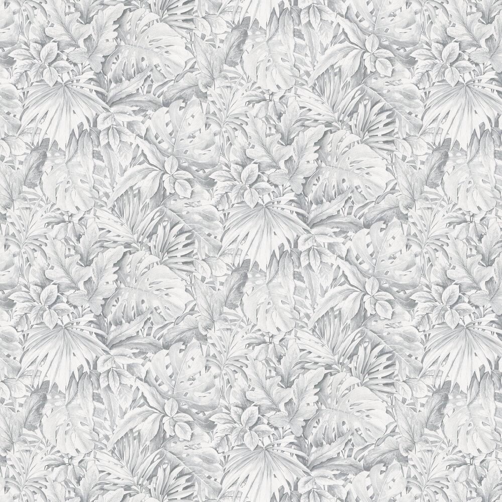 Tropical Leaves Wallpaper - Grey - by Galerie