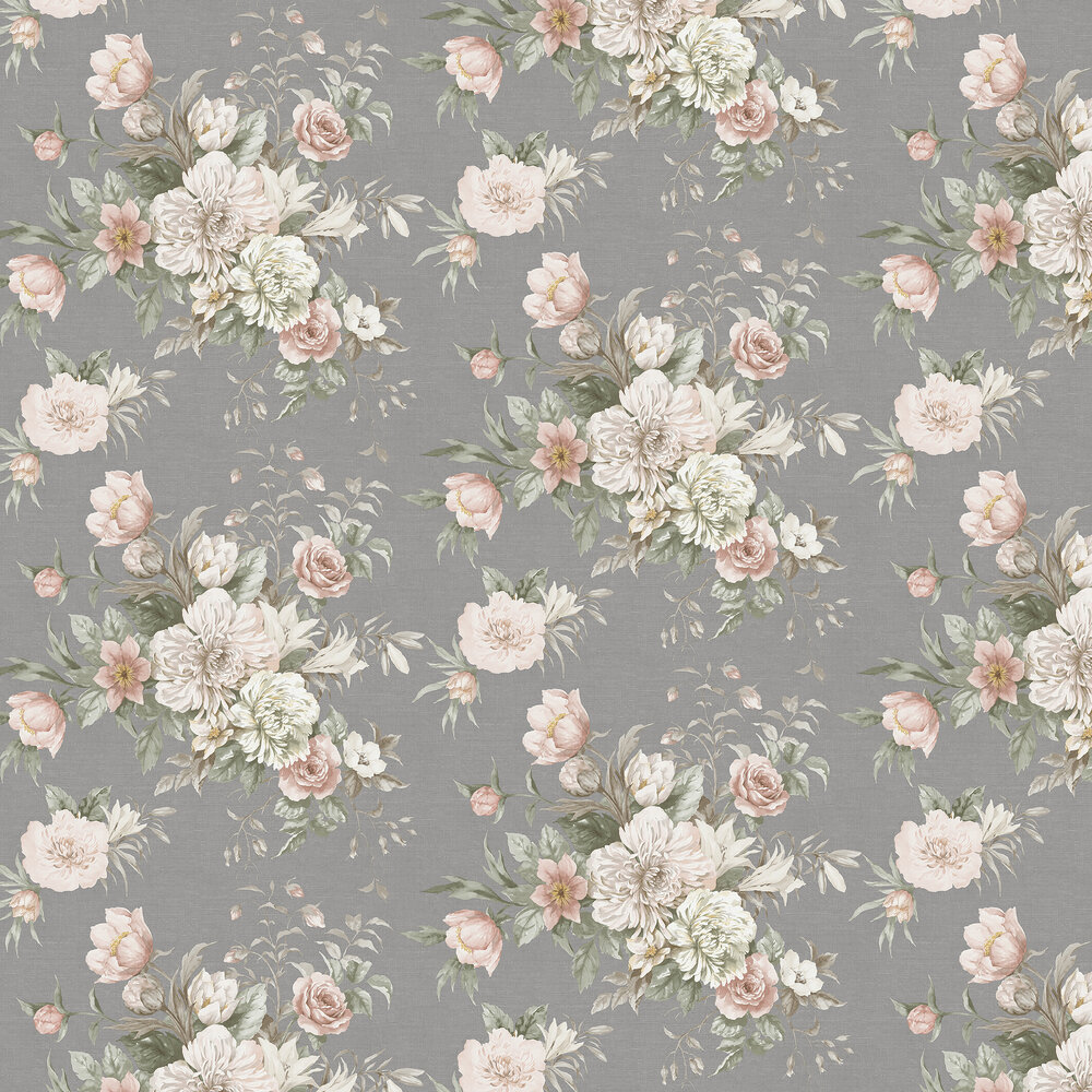 Floral Charm Wallpaper - Grey - by Boråstapeter