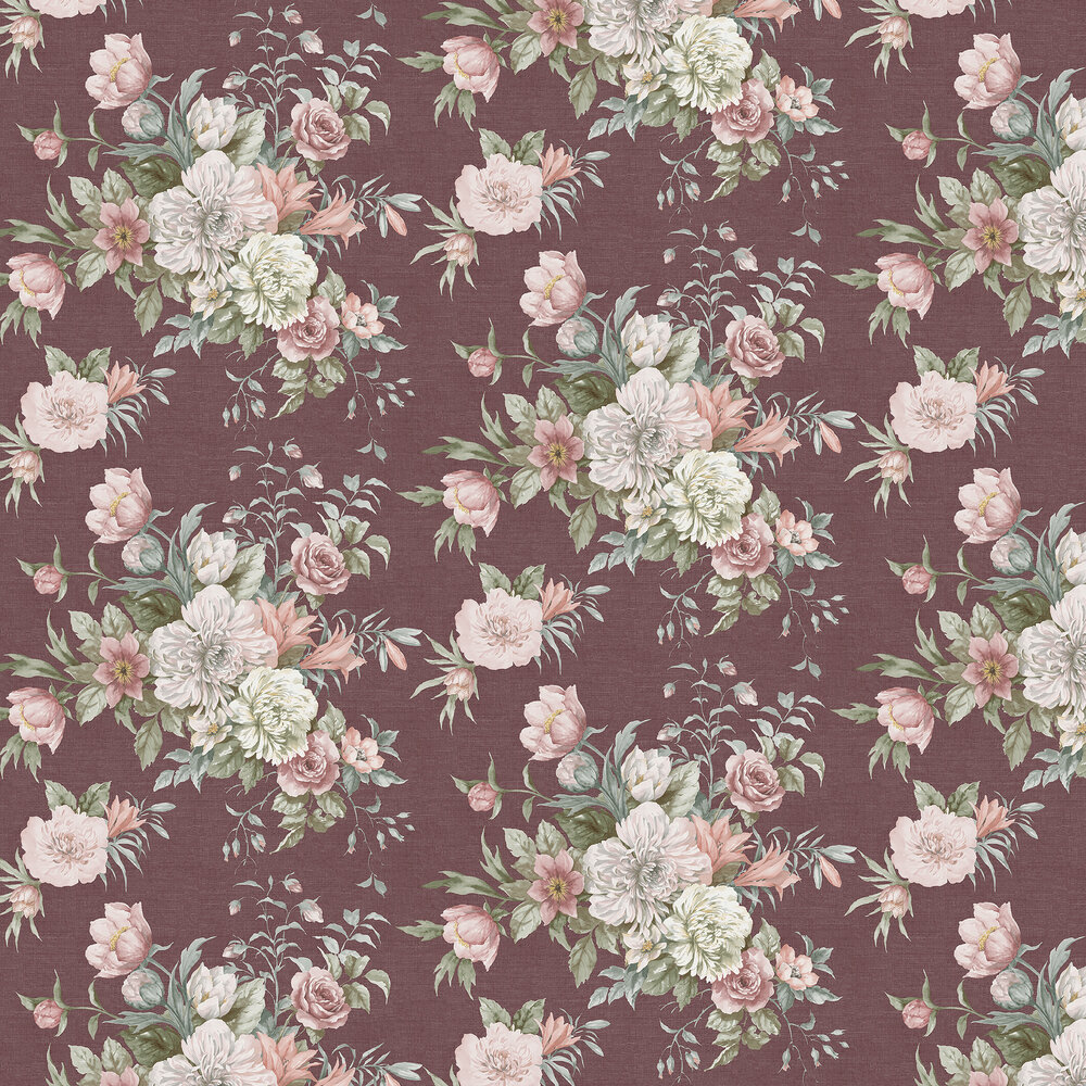 Floral Charm Wallpaper - Maroon - by Boråstapeter
