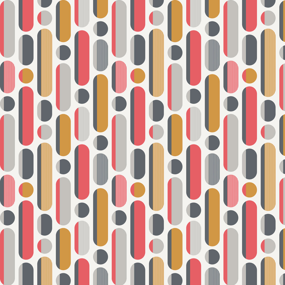 Morse Wallpaper - Red Grey Mustard - by Envy