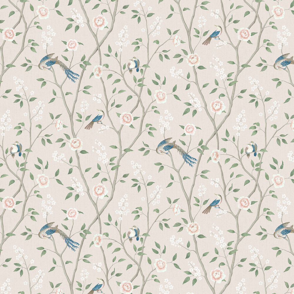 Paradise Birds Wallpaper - Cream - by Boråstapeter