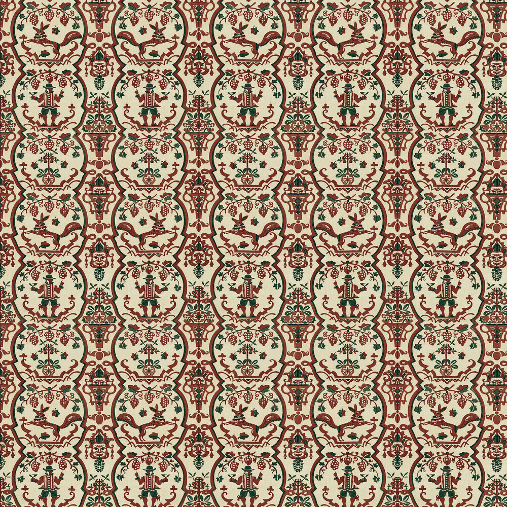 Floricsome Wallpaper - Beige/Green/Red - by Mind the Gap