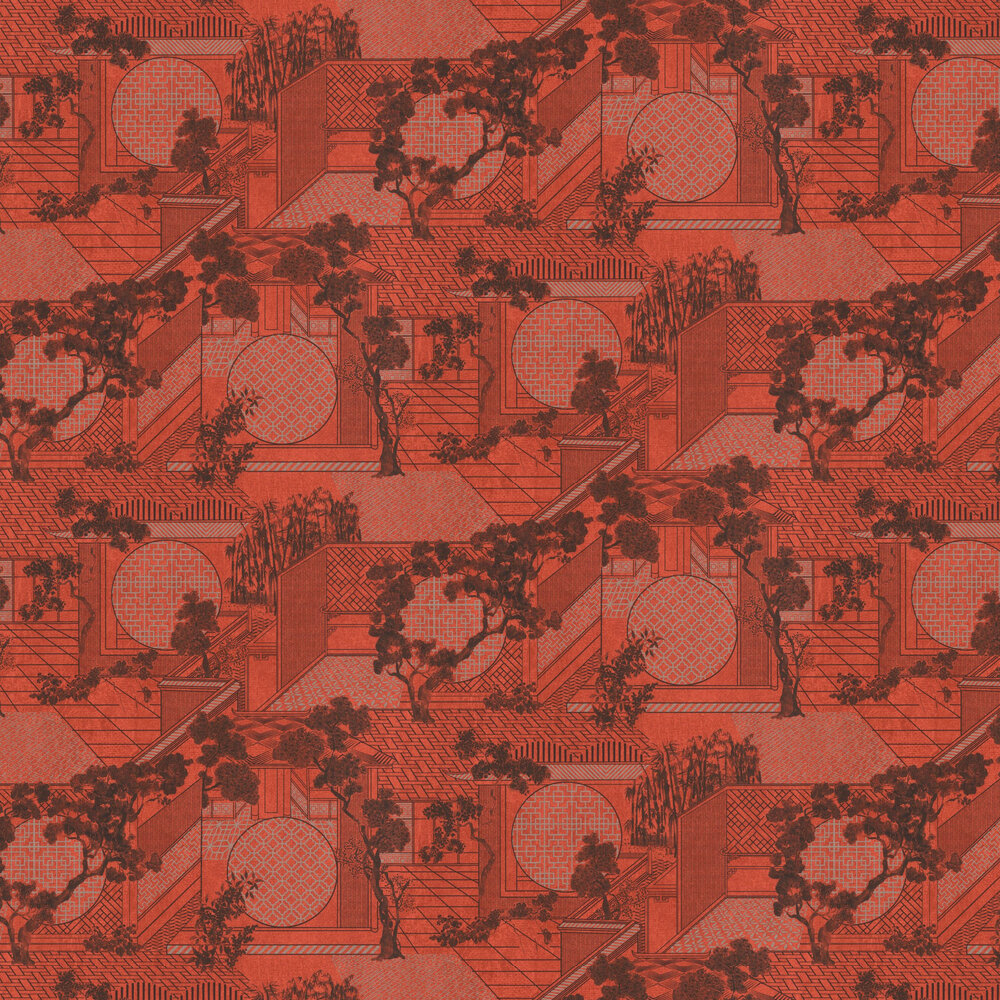 Zen Garden Wallpaper - Capsicum Red & Black - by Emil & Hugo