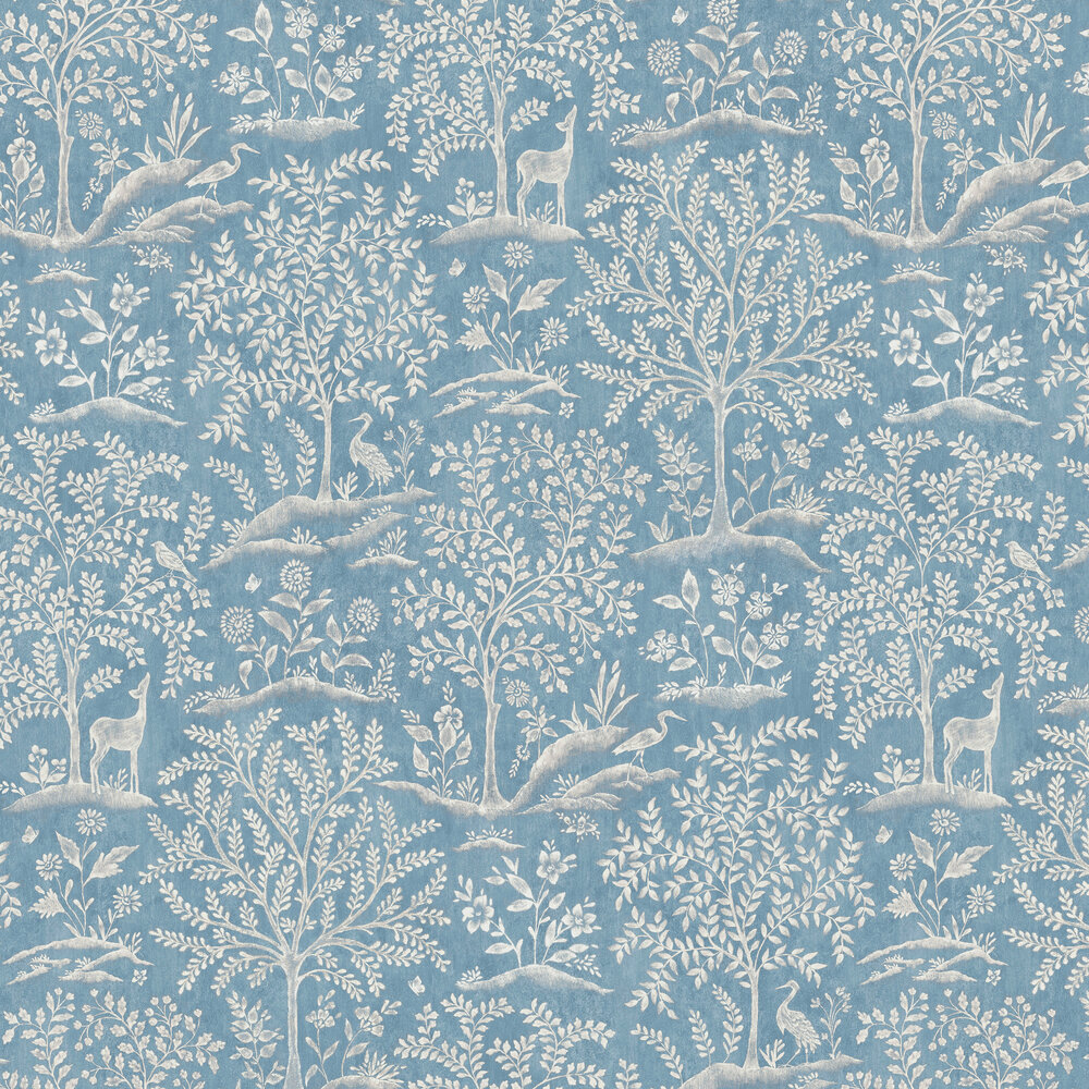 Foret Wallpaper - Blue - by Nina Campbell