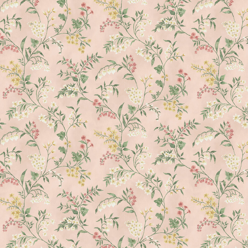 Almora Wallpaper - Pink/ Yellow/ Sage - by Nina Campbell