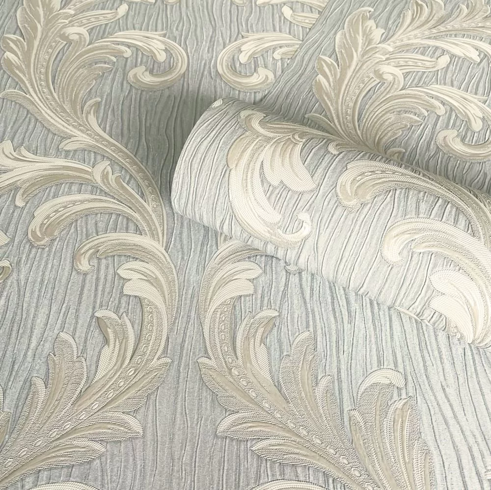 Tiffany Scroll by Albany - Silver - Wallpaper : Wallpaper Direct