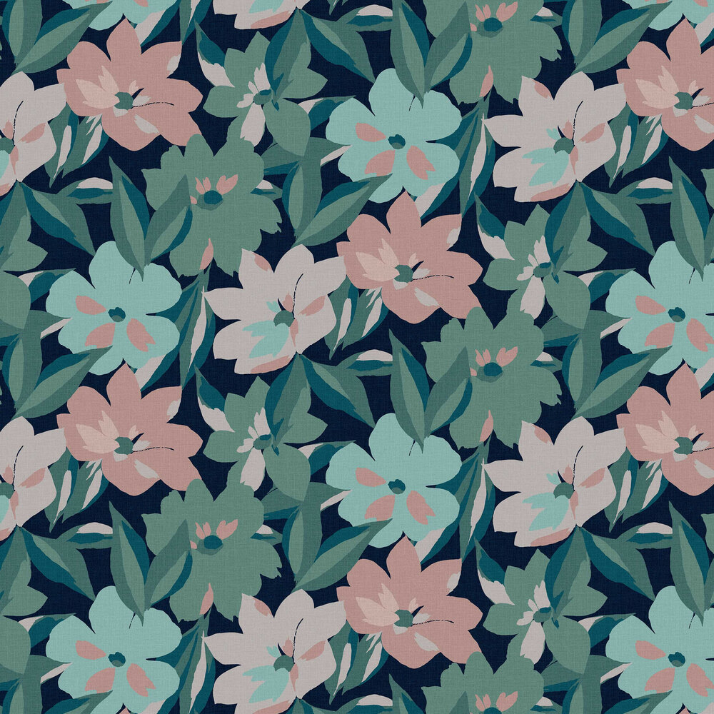 Hot House Floral Wallpaper - Midnight - by Next