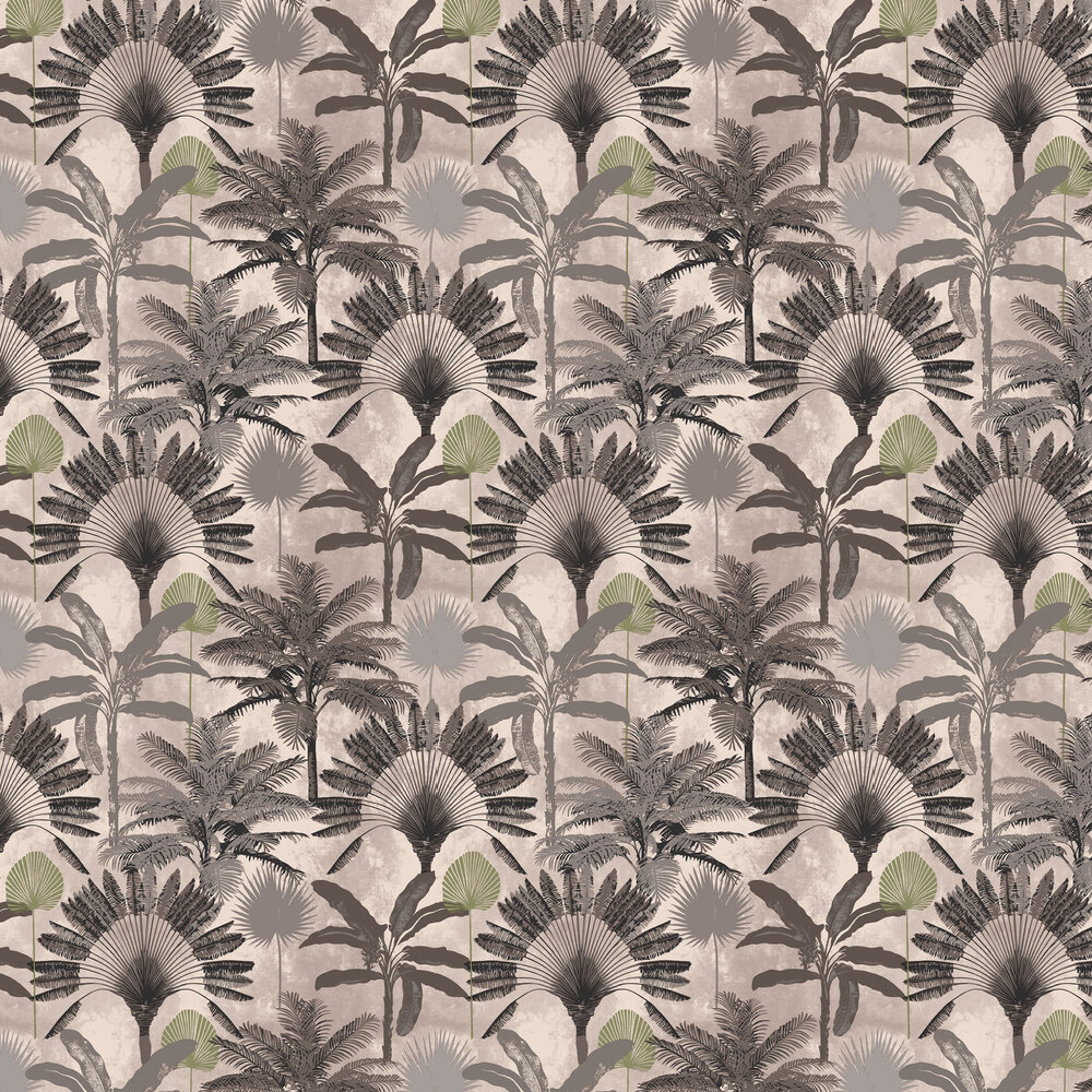 Malaysian Palm Wallpaper - Blush / Charcoal - by Furn.