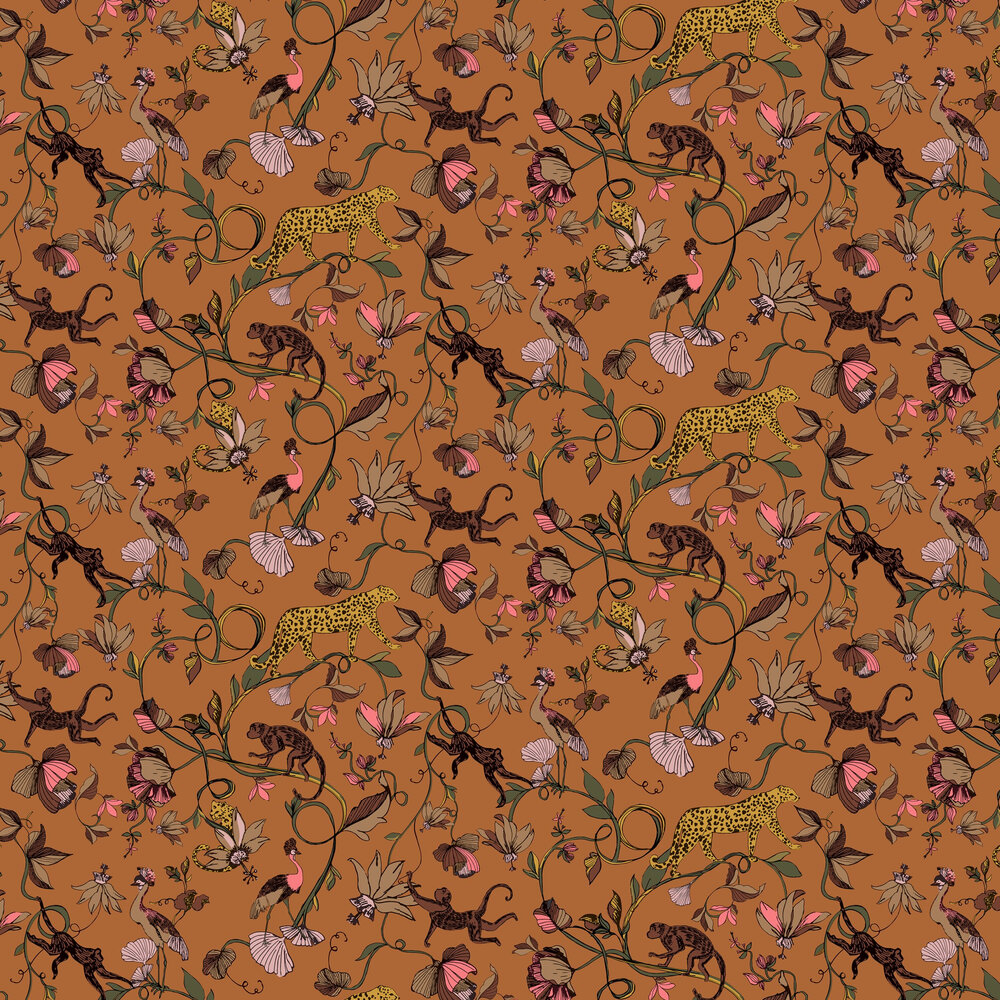 Exotic Wildlings Wallpaper - Warm Sienna - by Furn.