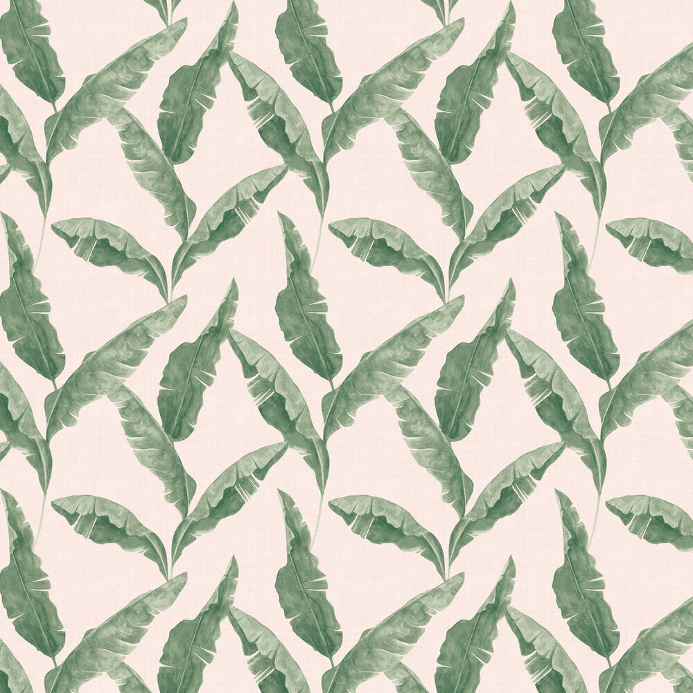 Plantain Wallpaper - Teal / Blush - by Furn.