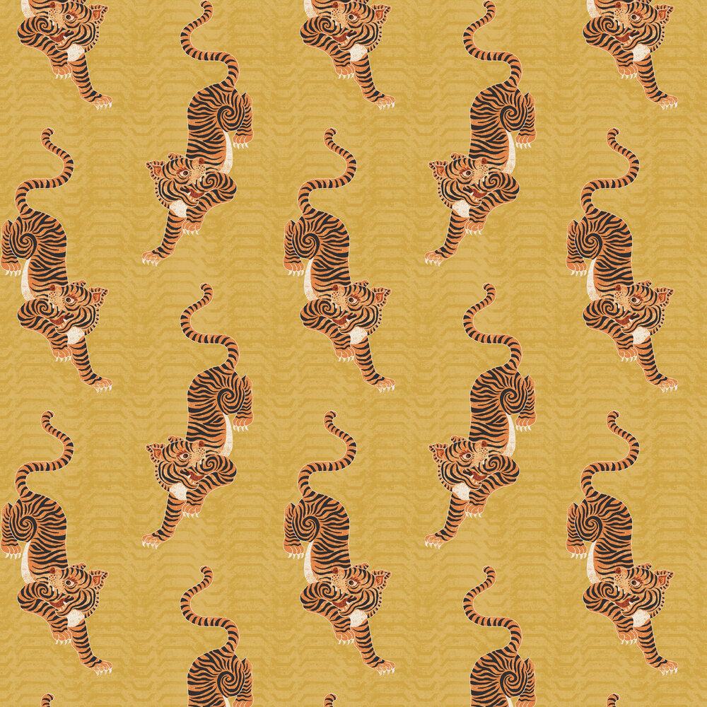 Tibetan Tiger Wallpaper - Ochre - by Furn.