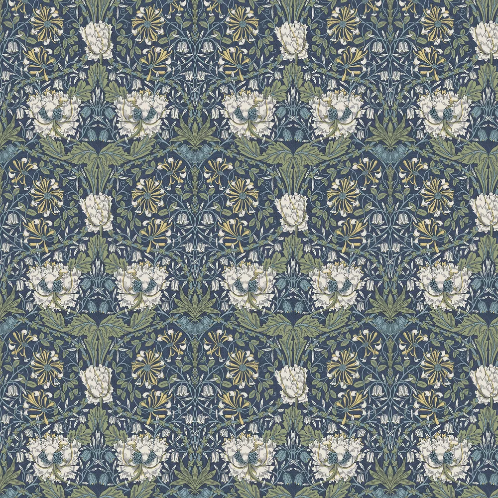 Ogee Flora by NextWall - Navy Blue - Wallpaper : Wallpaper Direct