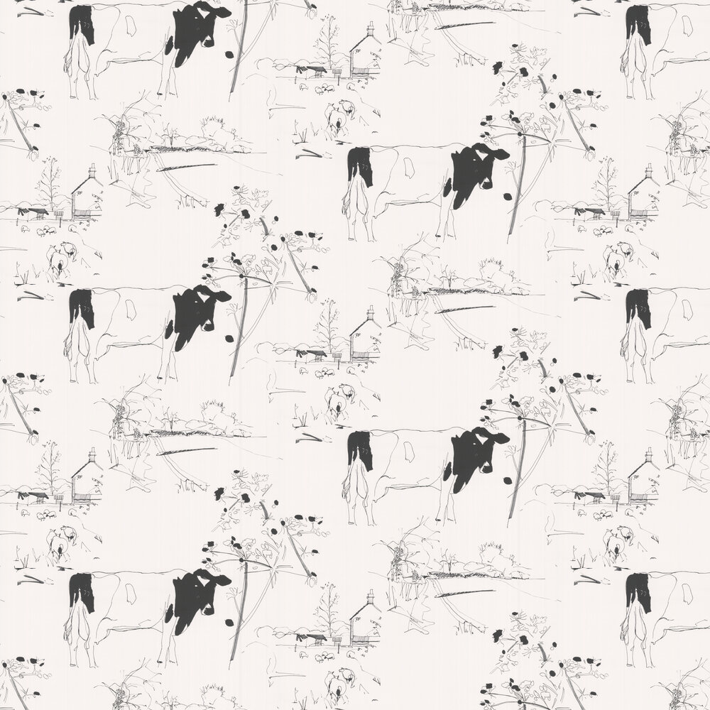 Countryside Toile Wallpaper - Black / White - by Belynda Sharples