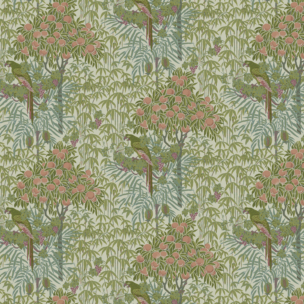 Macaw Wallpaper - Olive - by 1838 Wallcoverings